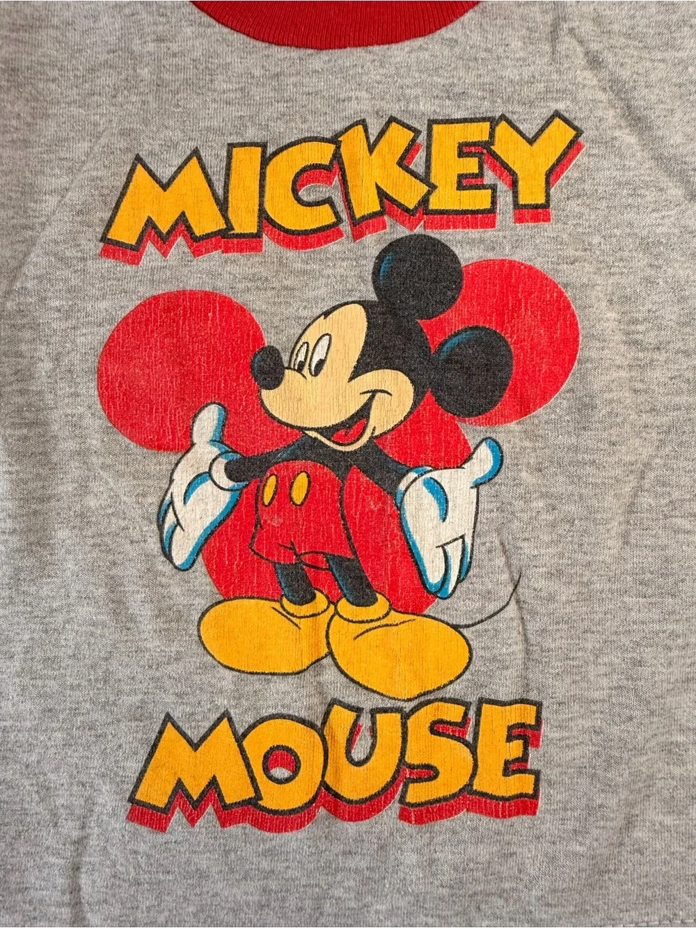 Vintage Disney Mickey Mouse Grey & Red Graphic Tee for Kids